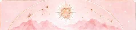 Peach sunrise, golden sun, and pink watercolor mountains from the desktop Anticipate panel