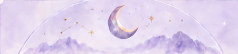 Crescent moon and lavender watercolor mountains from the desktop Unseal panel